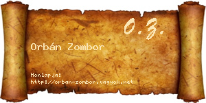 Orbán Zombor névjegykártya